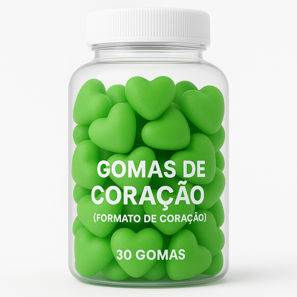 Terceirização de Gummies Cabelo Pele e Unha CORAÇÃO (500-1000 unidades) 30 gomas