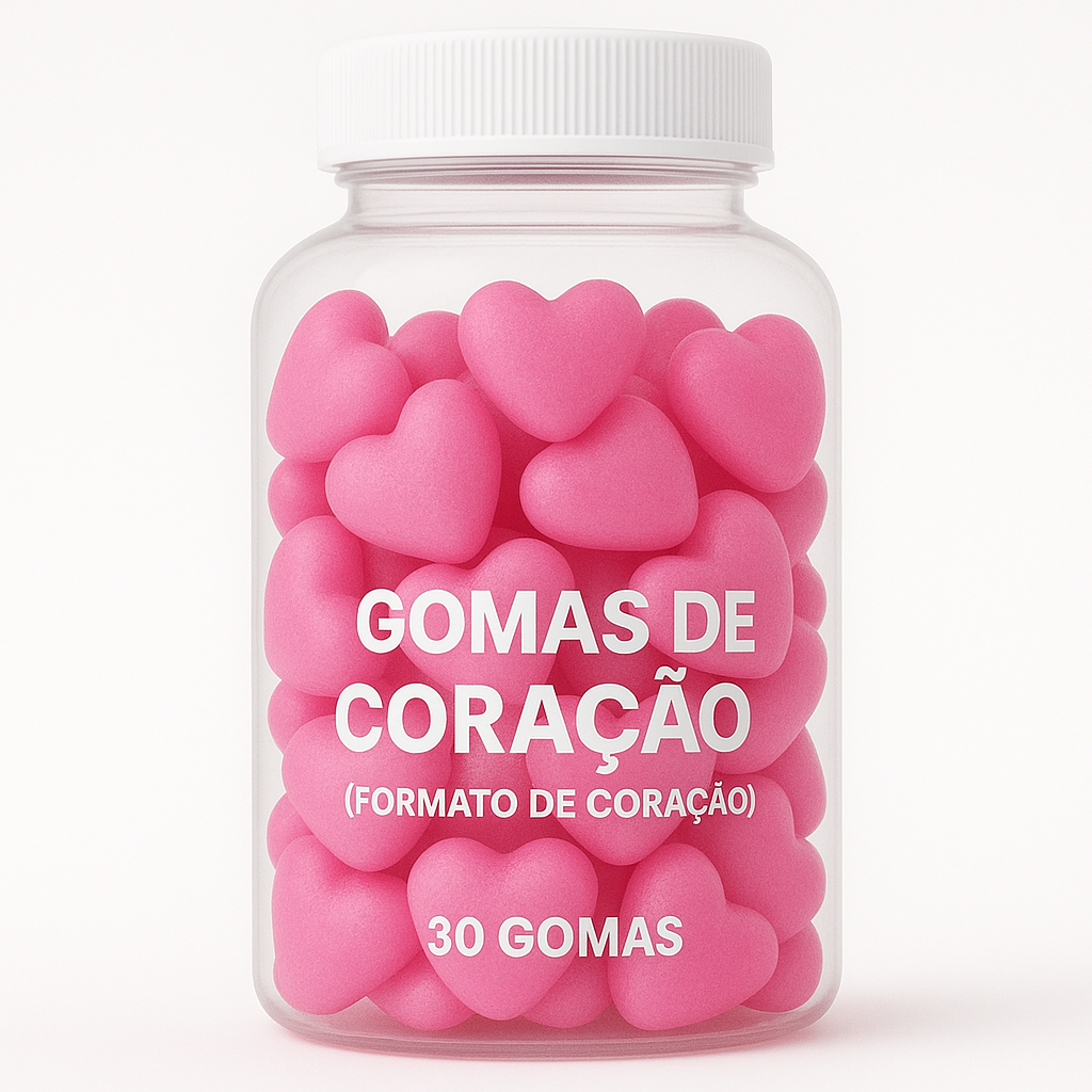 Terceirização de Gummies Cabelo Pele e Unha CORAÇÃO (500-1000 unidades) 30 gomas
