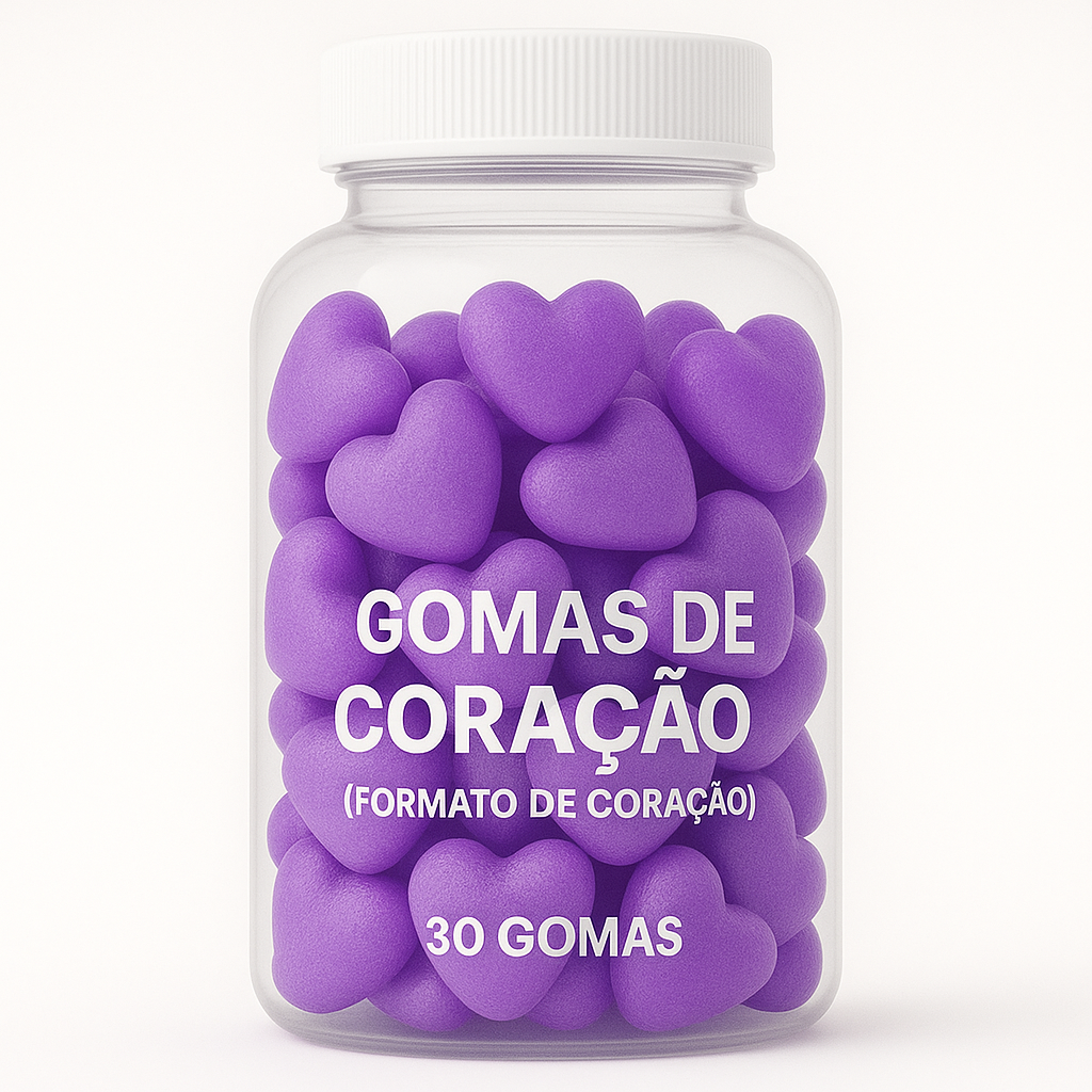 Terceirização de Gummies Cabelo Pele e Unha CORAÇÃO (500-1000 unidades) 30 gomas