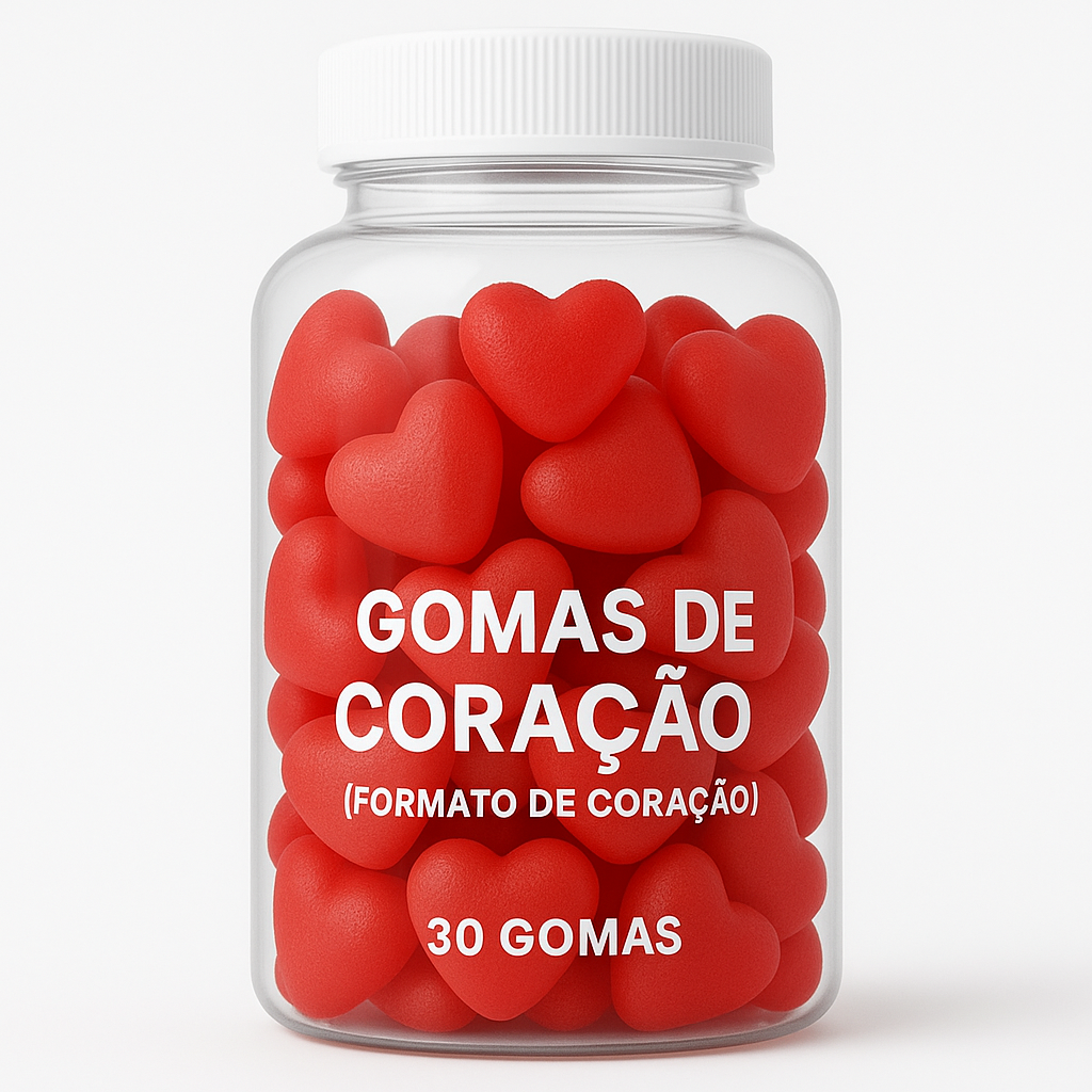 Terceirização de Gummies Cabelo Pele e Unha CORAÇÃO (500-1000 unidades) 30 gomas